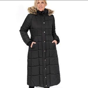 Excelled Quilted Faux Fur Trimmed Long Puffer Coat